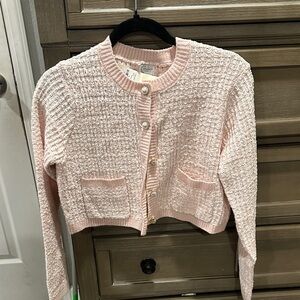 Blue Rain Soft Pink Cardigan with Pearl Accents